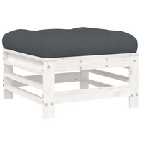 Garden Footstools with Cushions - White Solid Wood Pine