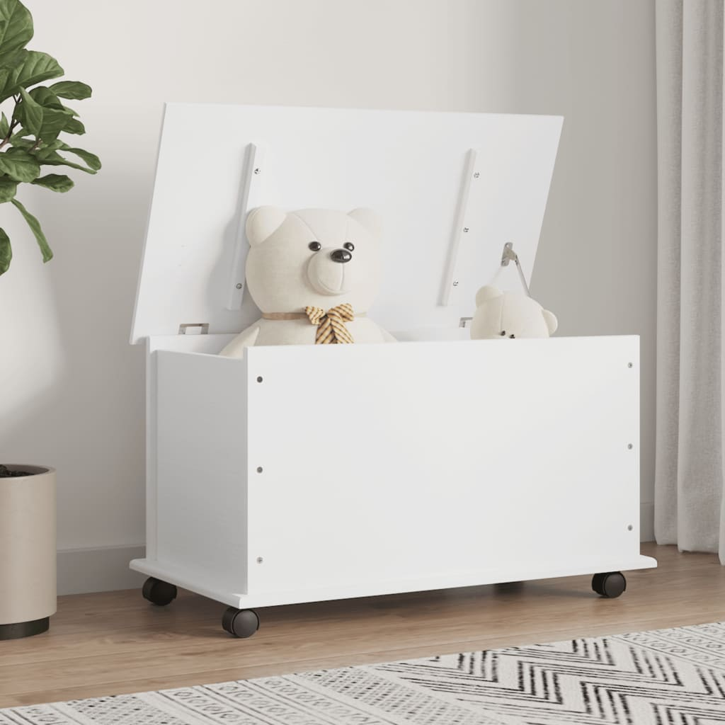 Storage Chest with Wheels ALTA White 73x39.5x44 cm Solid Wood Pine - Organize Your Living Space