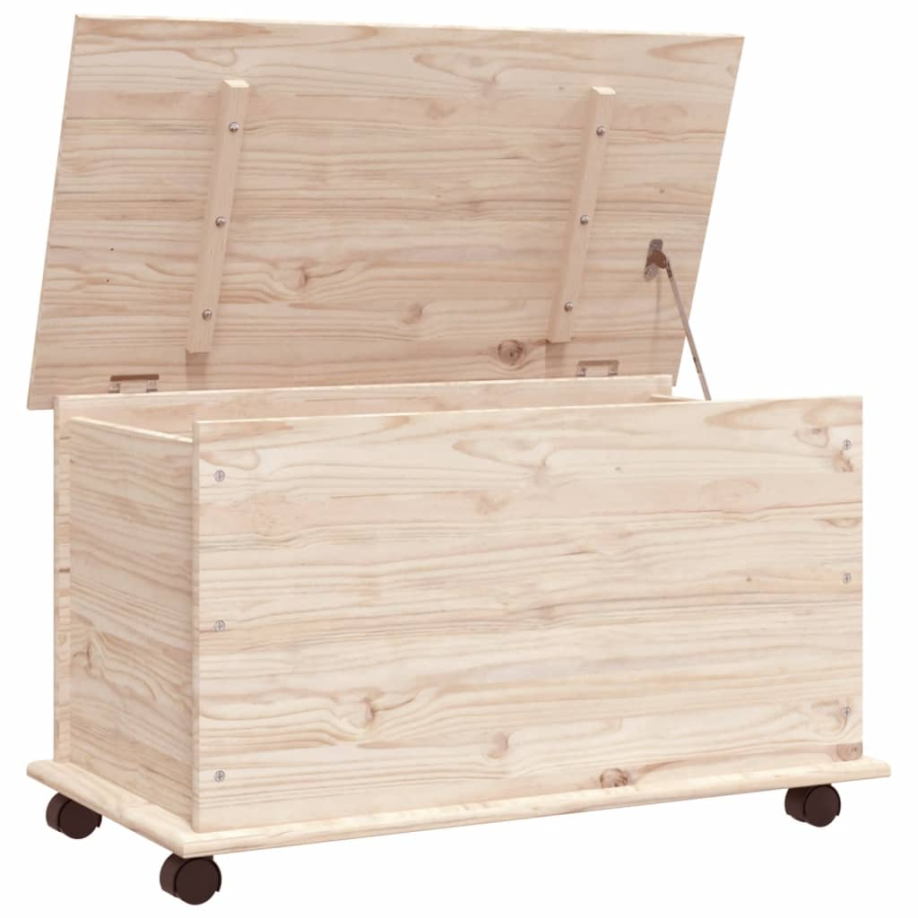 Storage Chest with Wheels ALTA 73x39.5x44 cm Solid Wood Pine - Organize Your Space with Style