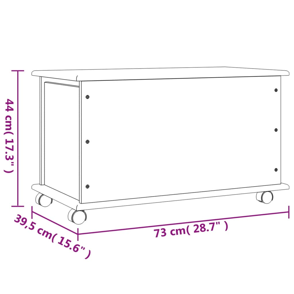 Storage Chest with Wheels ALTA 73x39.5x44 cm Solid Wood Pine - Organize Your Space with Style