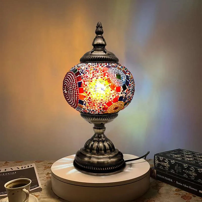 Turkish Moroccan Style Table Lamp | Mosaic Glass Bedside Desk Lamp