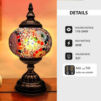 Turkish Moroccan Style Table Lamp | Mosaic Glass Bedside Desk Lamp