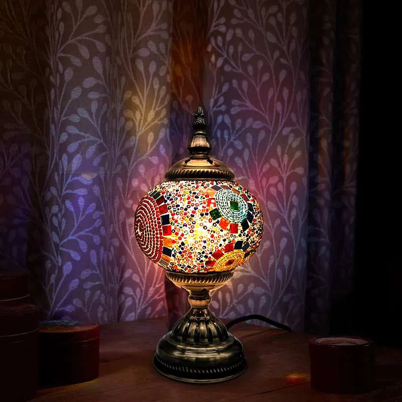 Turkish Moroccan Style Table Lamp | Mosaic Glass Bedside Desk Lamp