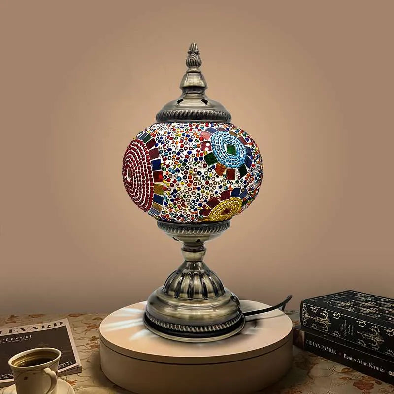 Turkish Moroccan Style Table Lamp | Mosaic Glass Bedside Desk Lamp