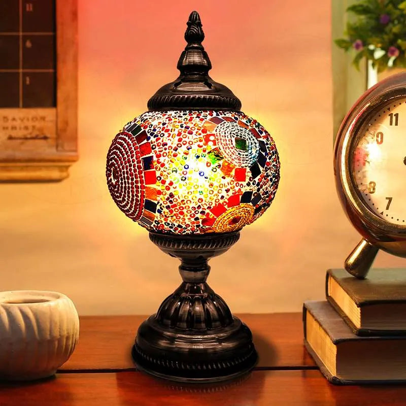 Turkish Moroccan Style Table Lamp | Mosaic Glass Bedside Desk Lamp