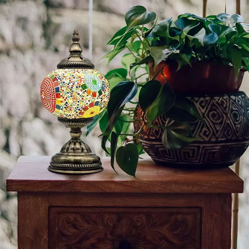 Turkish Moroccan Style Table Lamp | Mosaic Glass Bedside Desk Lamp