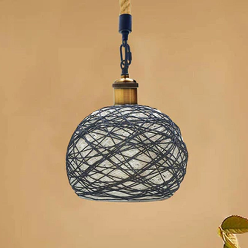 LEDSone Industrial Vintage Rope Rattan Woven Pendant Lamp Dome Pendant Light~1959