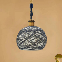 LEDSone Industrial Vintage Rope Rattan Woven Pendant Lamp Dome Pendant Light~1959