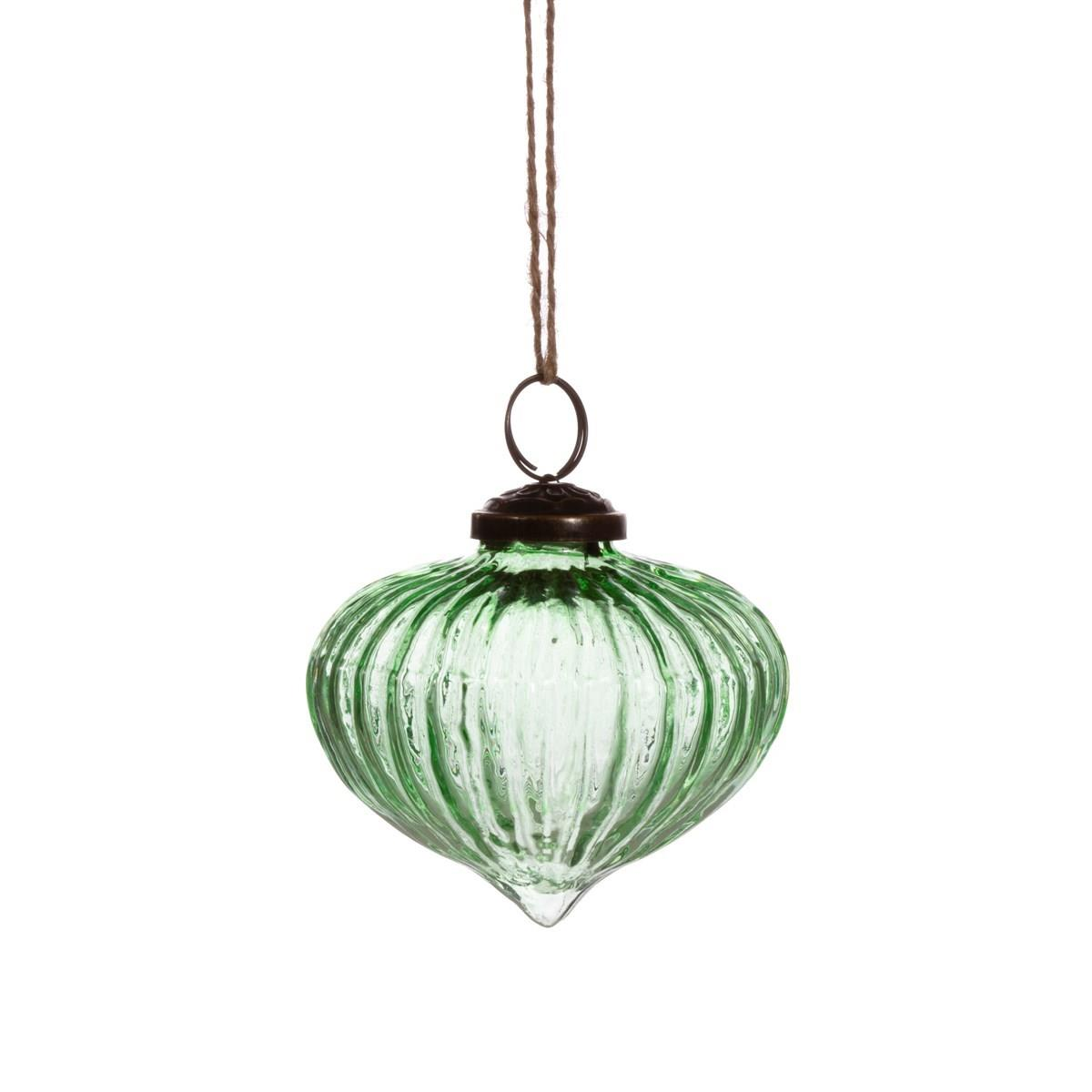 Green Recycled Glass Onion Bauble - Minimalistic Design, Eco-Friendly Decoration