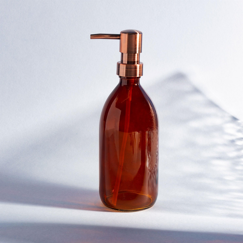 Amber Glass Refillable Bottle with Pump - Eco-Friendly Home Accessory