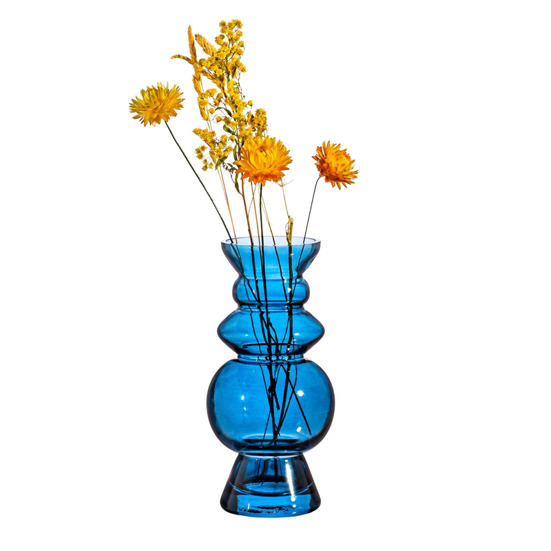 Selina Glass Vase Blue - Bohemian-inspired Home Decor