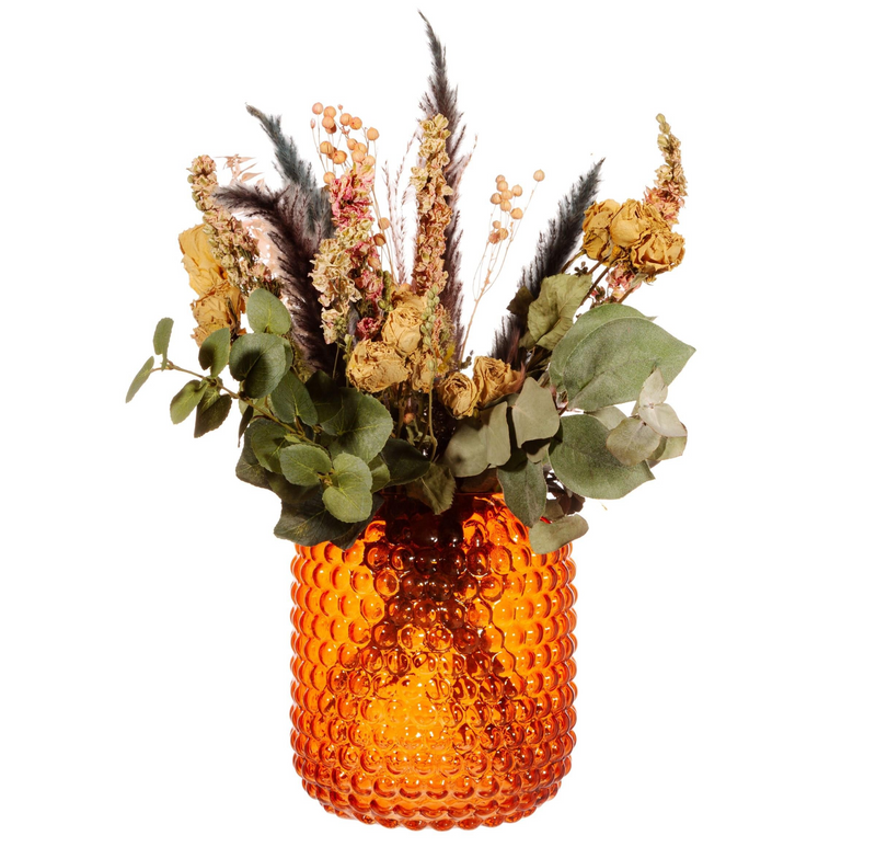 Amber Glass Bobble Vase - Bohemian-inspired Home Decor