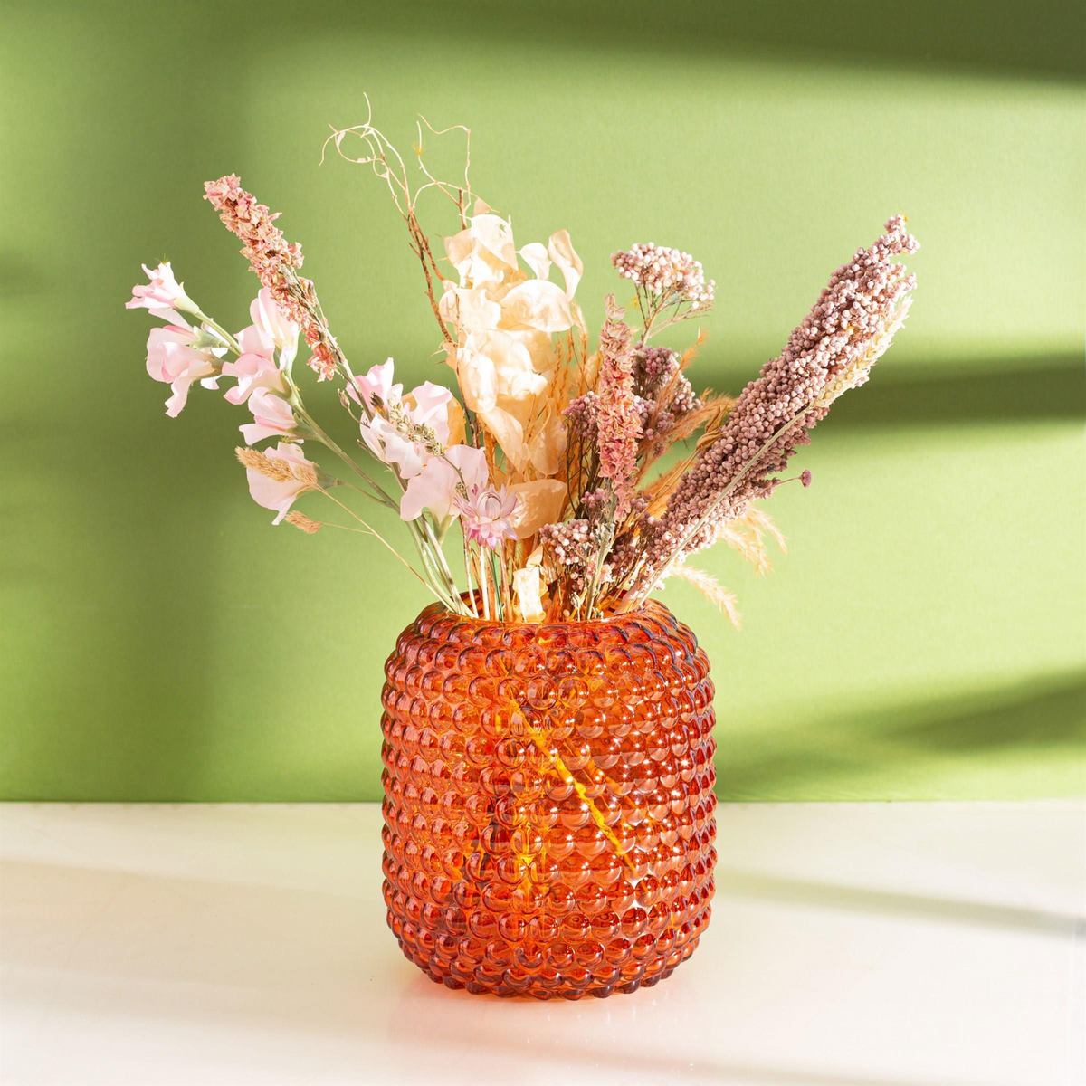 Amber Glass Bobble Vase - Bohemian-inspired Home Decor