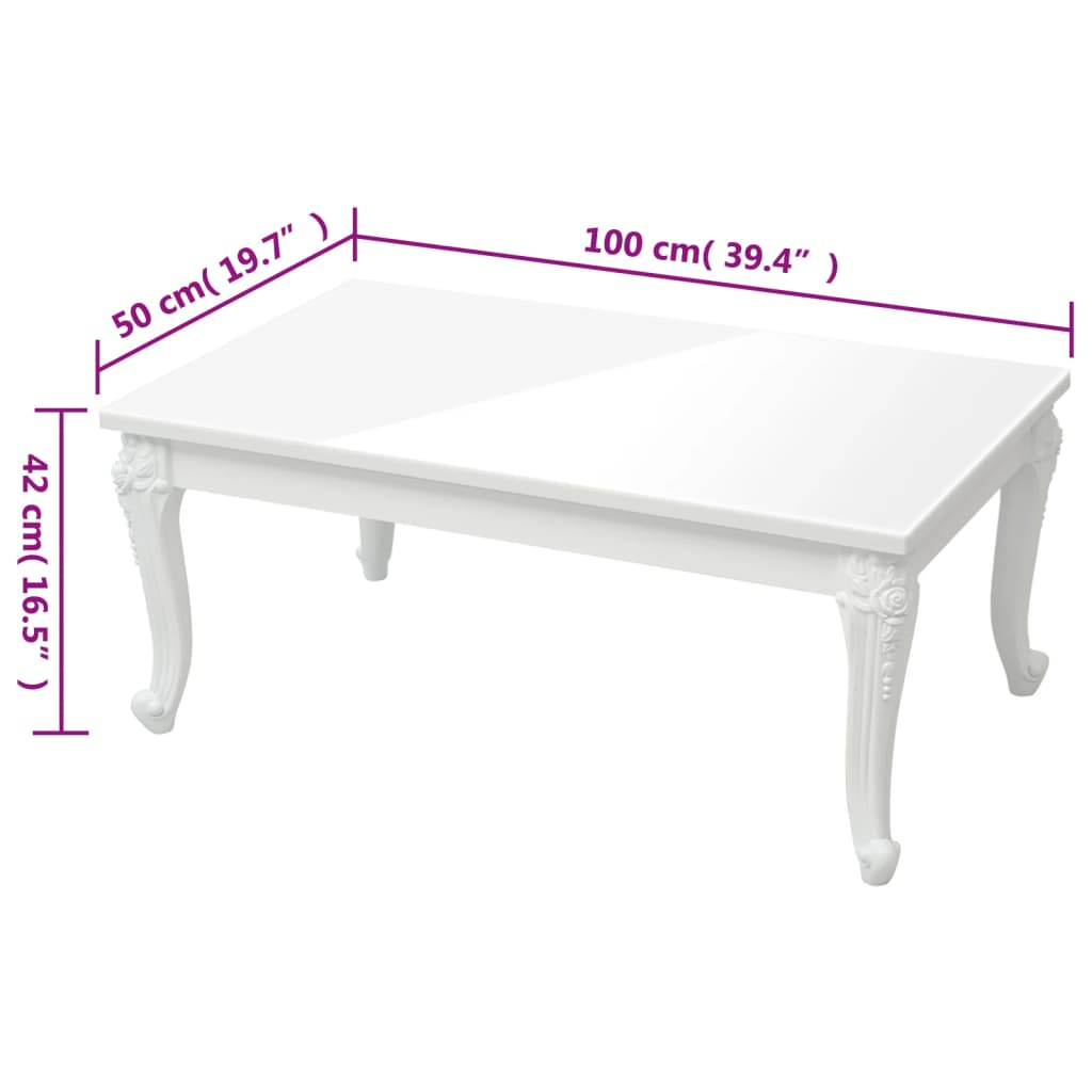 Coffee Table High Gloss White 100x50x42 cm - Elegant and Durable