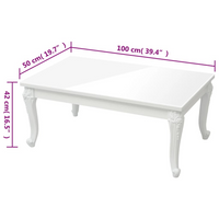 Coffee Table High Gloss White 100x50x42 cm - Elegant and Durable