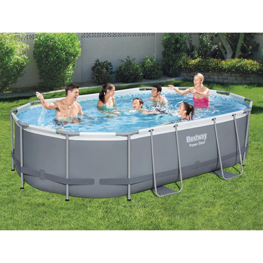 Bestway Power Steel Swimming Pool Set Oval 488x305x107 cm - Enjoy Endless Summer Fun!