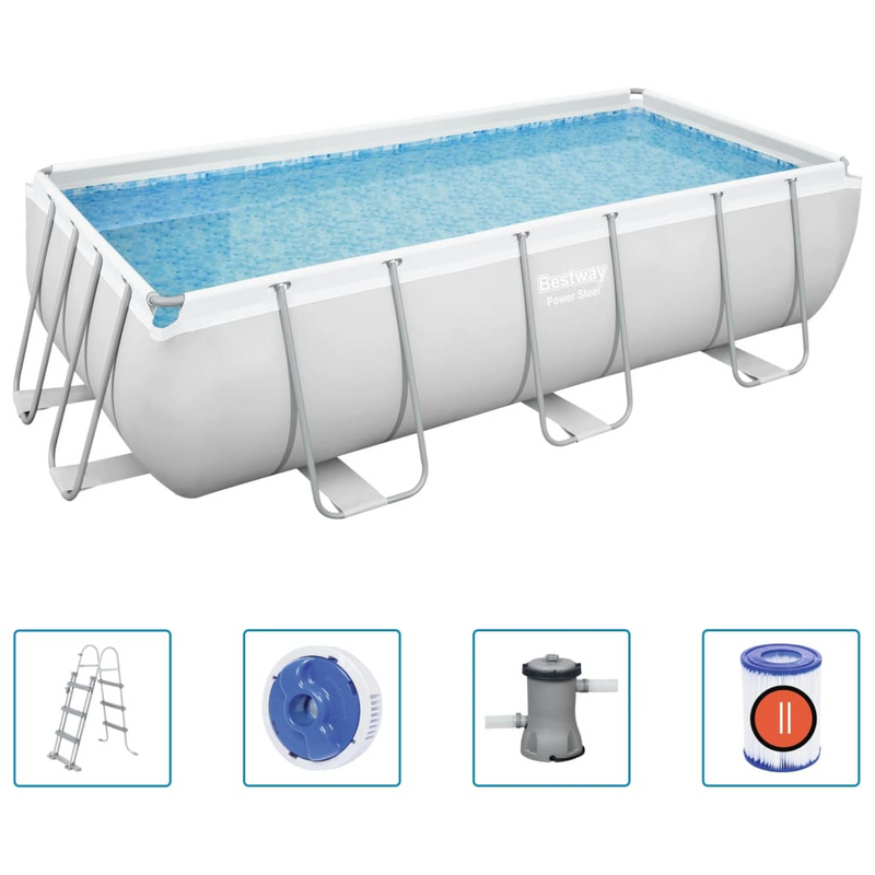 Bestway Power Steel Swimming Pool Set Rectangular 404x201x100 cm - Enjoy Fun and Luxury in Your Backyard