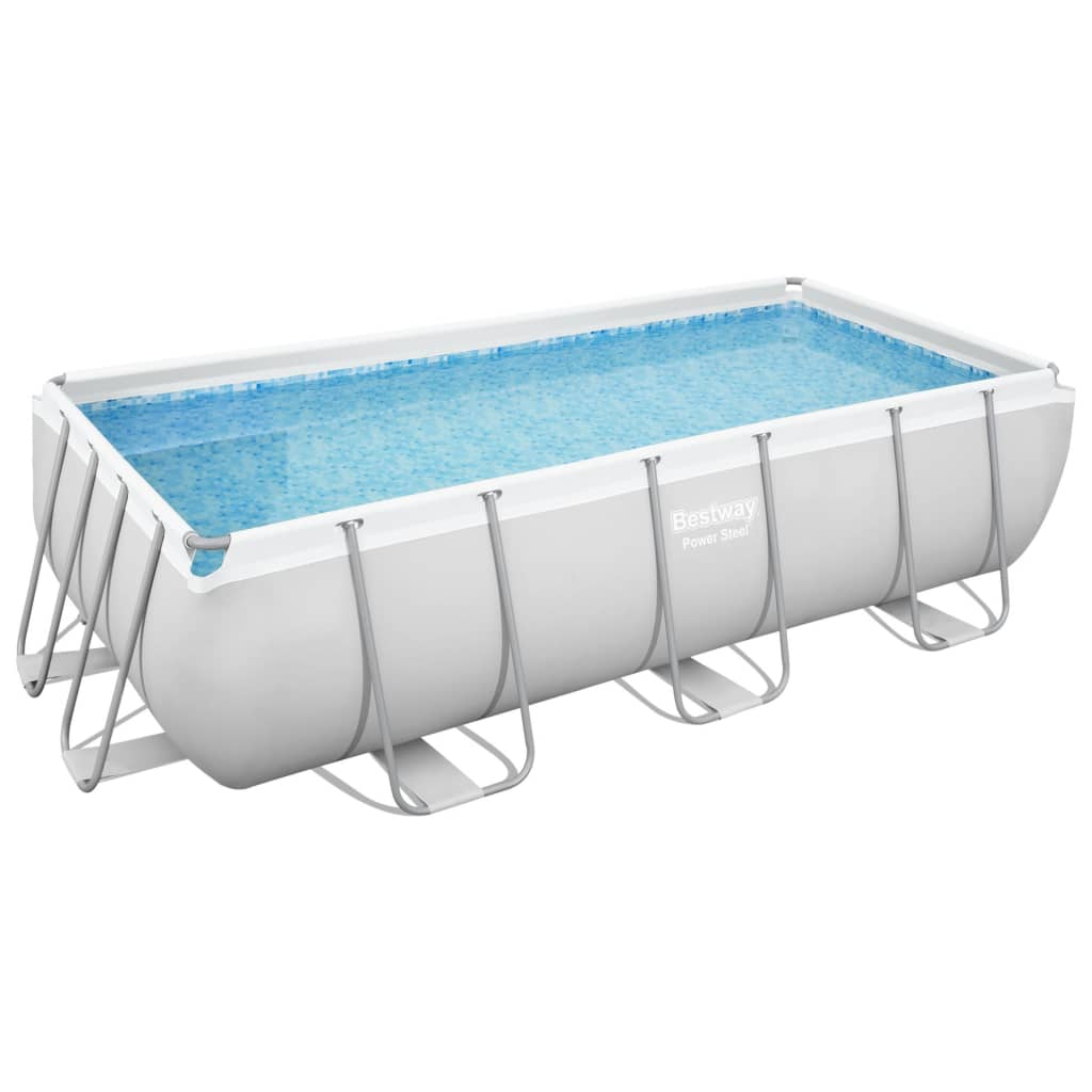 Bestway Power Steel Swimming Pool Set Rectangular 404x201x100 cm - Enjoy Fun and Luxury in Your Backyard