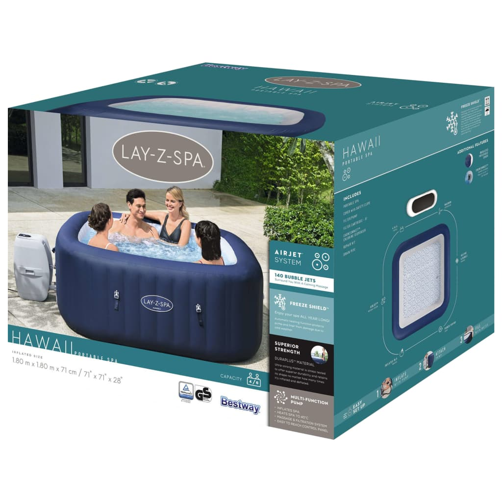 Bestway Lay-Z-Spa Inflatable Hot Tub Hawaii AirJet - Affordable and Portable Spa for Ultimate Relaxation