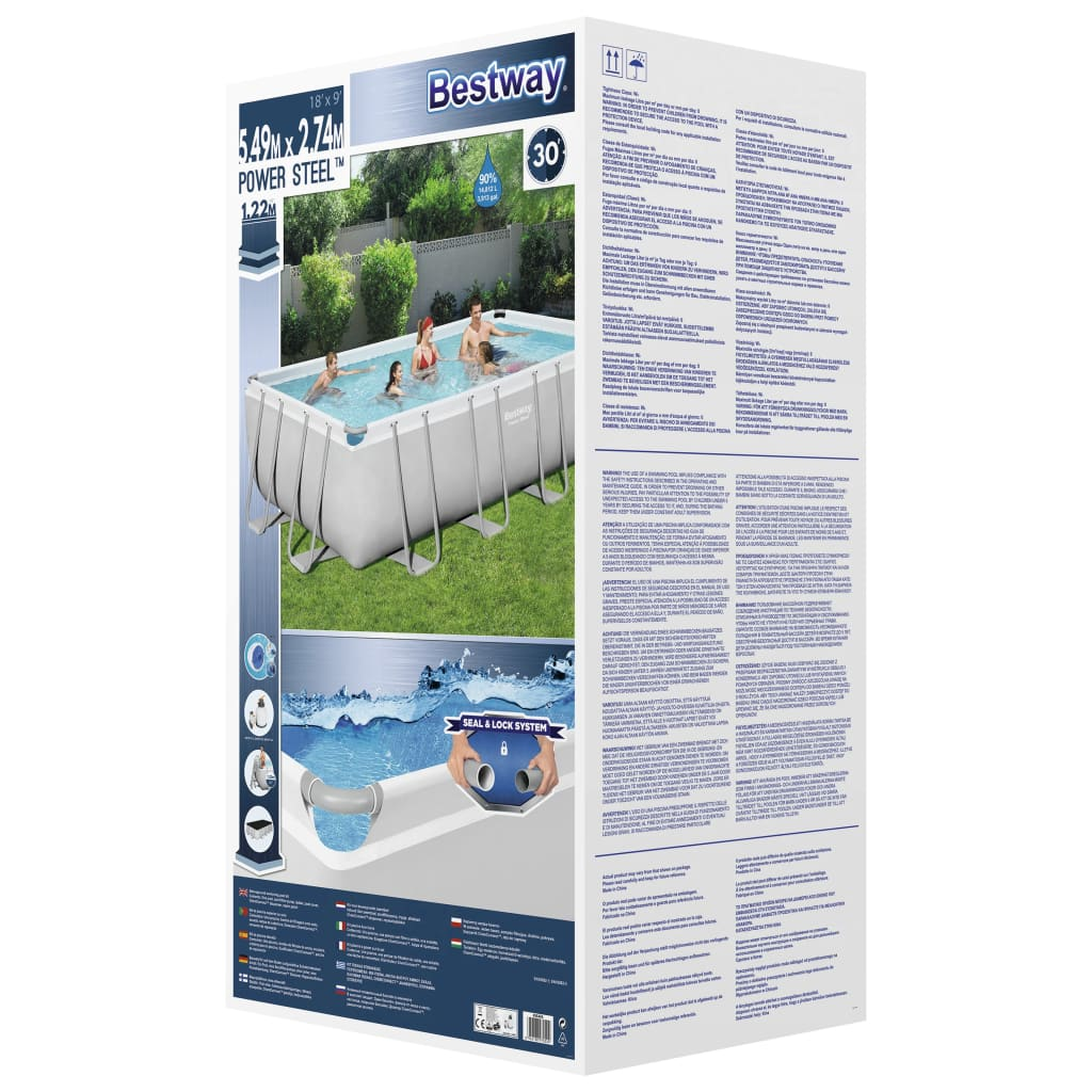 Bestway Power Steel Swimming Pool Set Rectangular 549x274x122 cm - Durable, Stylish, and Easy to Set Up