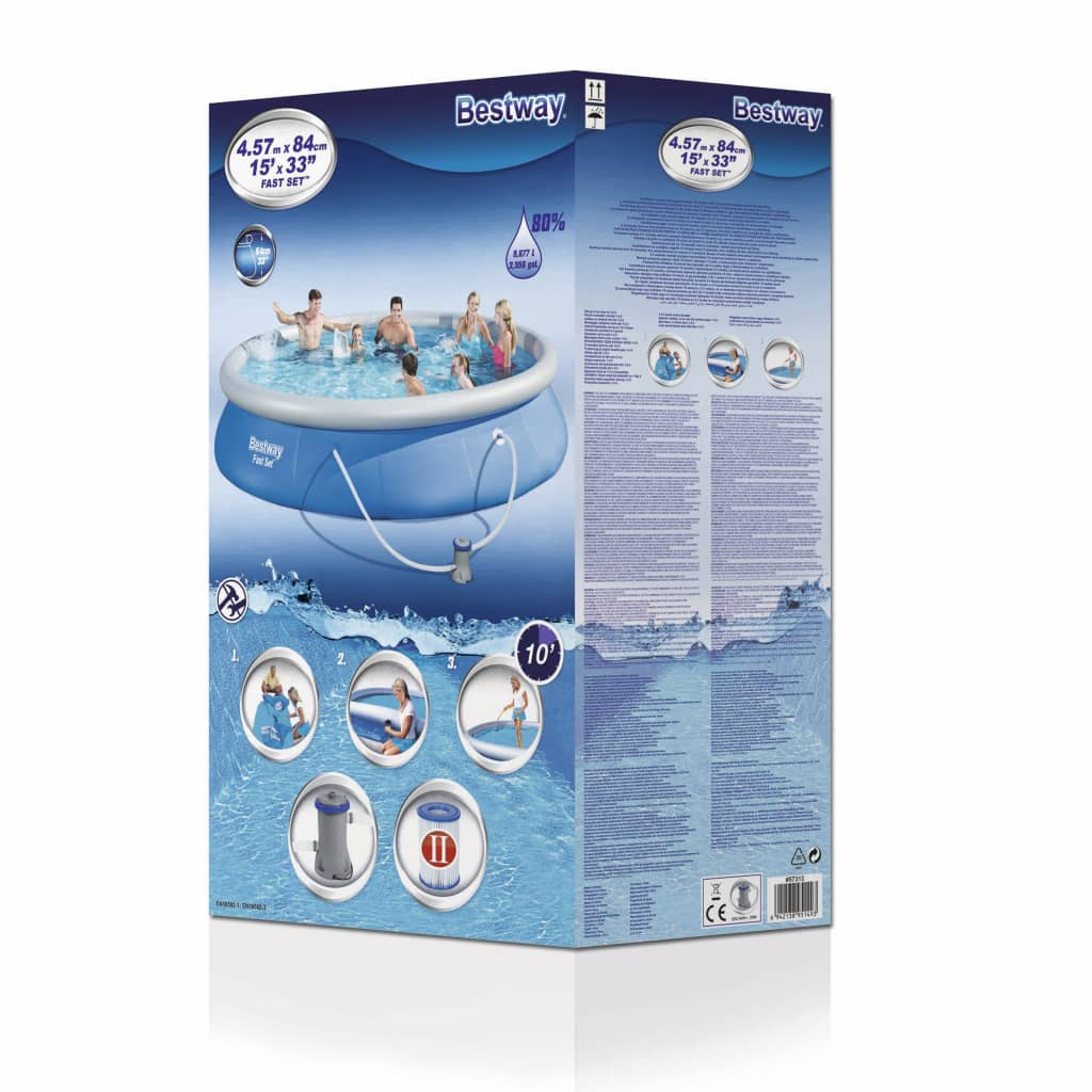 Bestway Swimming Pool Set Fast Set 457x84 cm 57313 - Enjoy Summer Pool Fun in Your Own Backyard