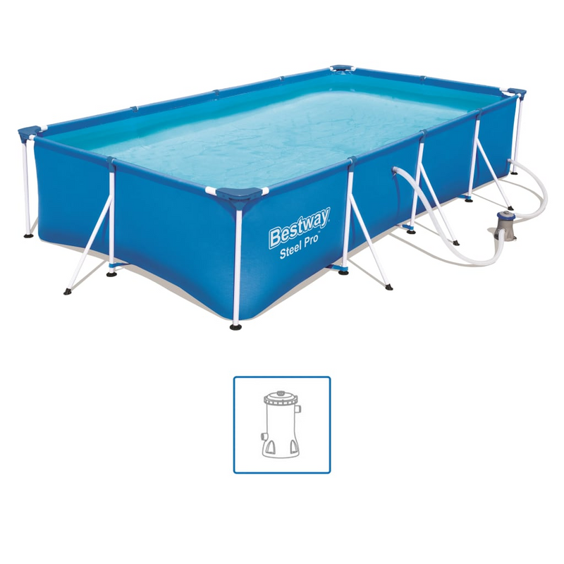 Bestway Steel Pro Swimming Pool Set Rectangle 400x211x81 cm - Durable and Elegant Pool for Endless Family Fun