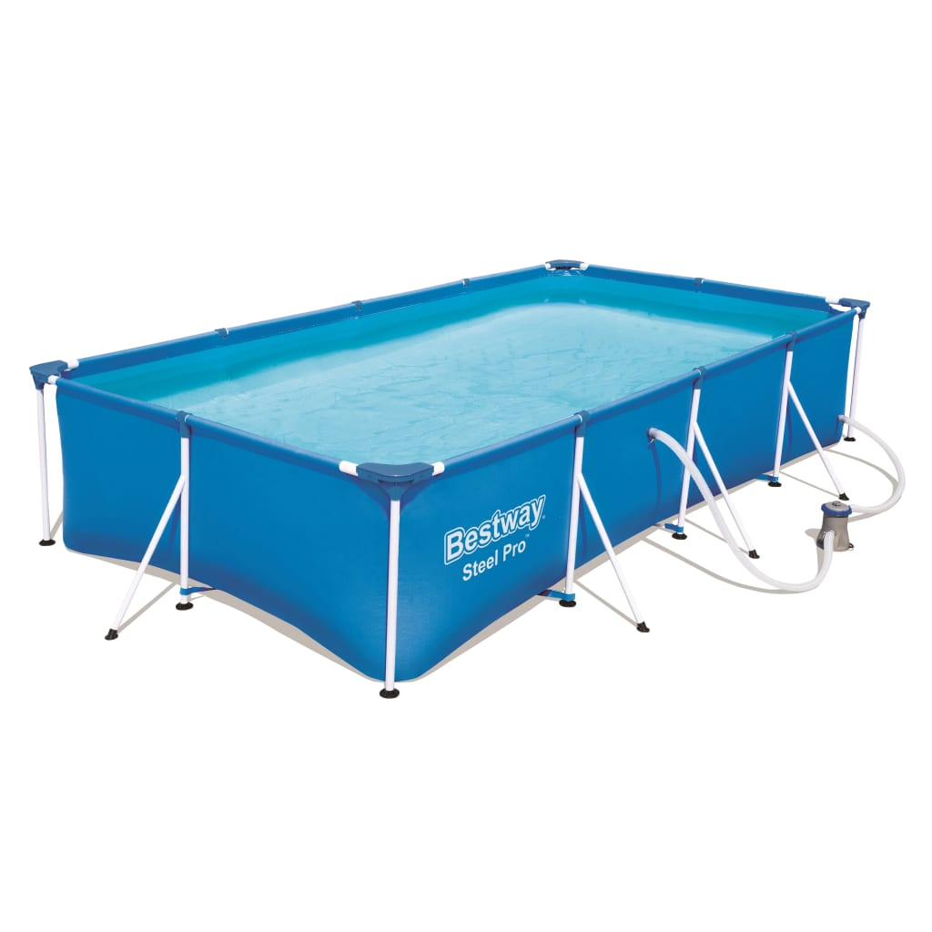 Bestway Steel Pro Swimming Pool Set Rectangle 400x211x81 cm - Durable and Elegant Pool for Endless Family Fun