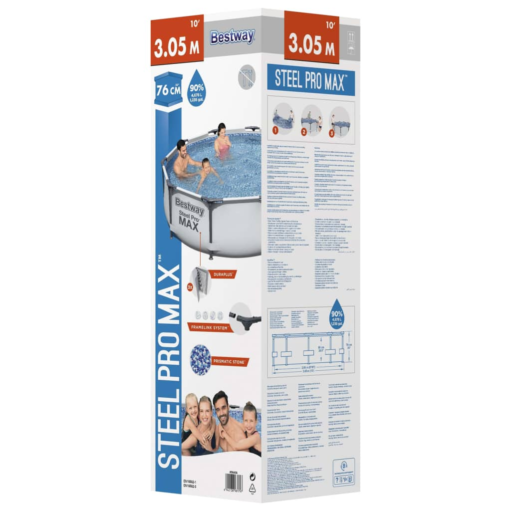 Bestway Steel Pro MAX Swimming Pool Set - Durable and Easy-to-Set-Up Pool for Fun with Family and Friends