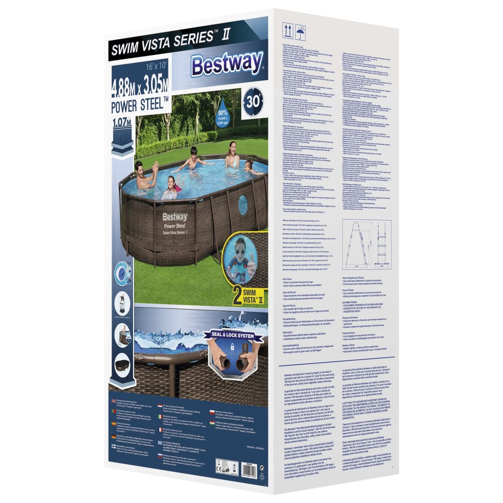 Bestway Power Steel Swimming Pool Set 488x305x107 cm - Durable, Stylish and Easy to Set Up