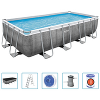 Bestway Power Steel Swimming Pool Set - Rectangular 488x244x122 cm | Durable, Easy to Set Up, and Stylish