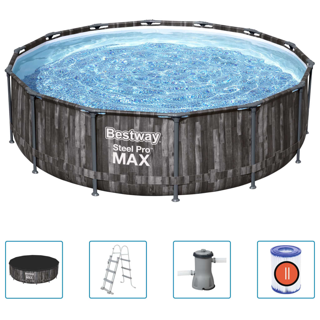 Bestway Steel Pro MAX Swimming Pool Set Round 427x107 cm - Enjoy Summer in Your Backyard with Family and Friends