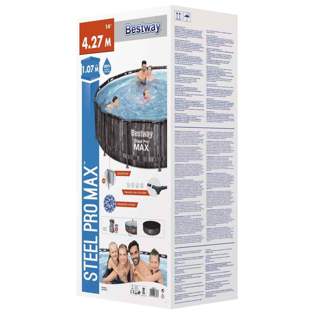 Bestway Steel Pro MAX Swimming Pool Set Round 427x107 cm - Enjoy Summer in Your Backyard with Family and Friends