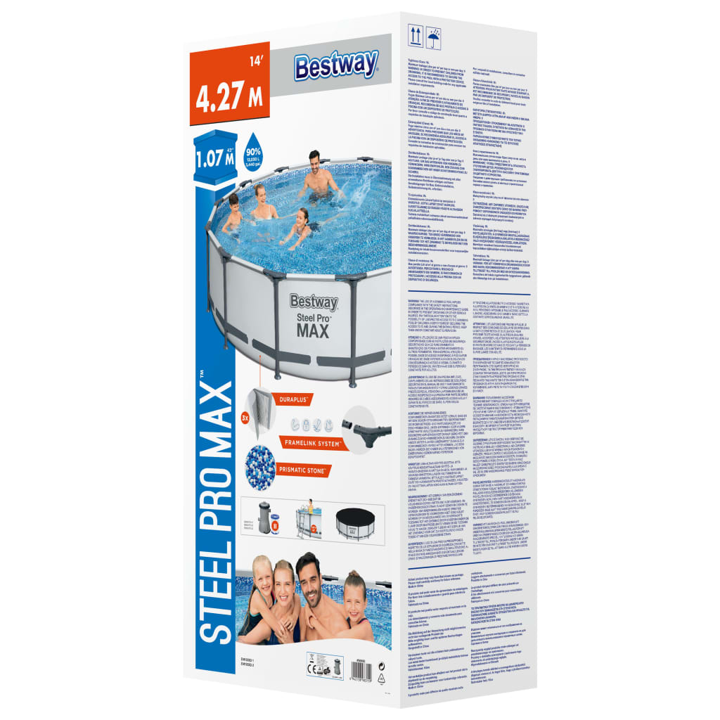 Bestway Steel Pro MAX Swimming Pool Set 427x107 cm - Durable and Safe Above-Ground Pool for Family Fun