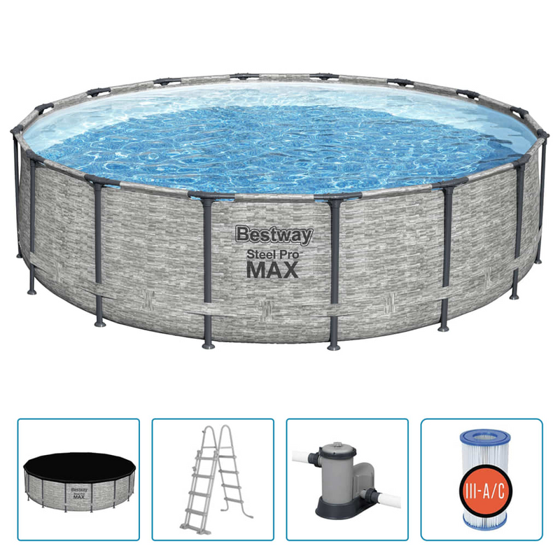 Bestway Power Steel Round Swimming Pool 488x122 cm - High-Strength and Durable