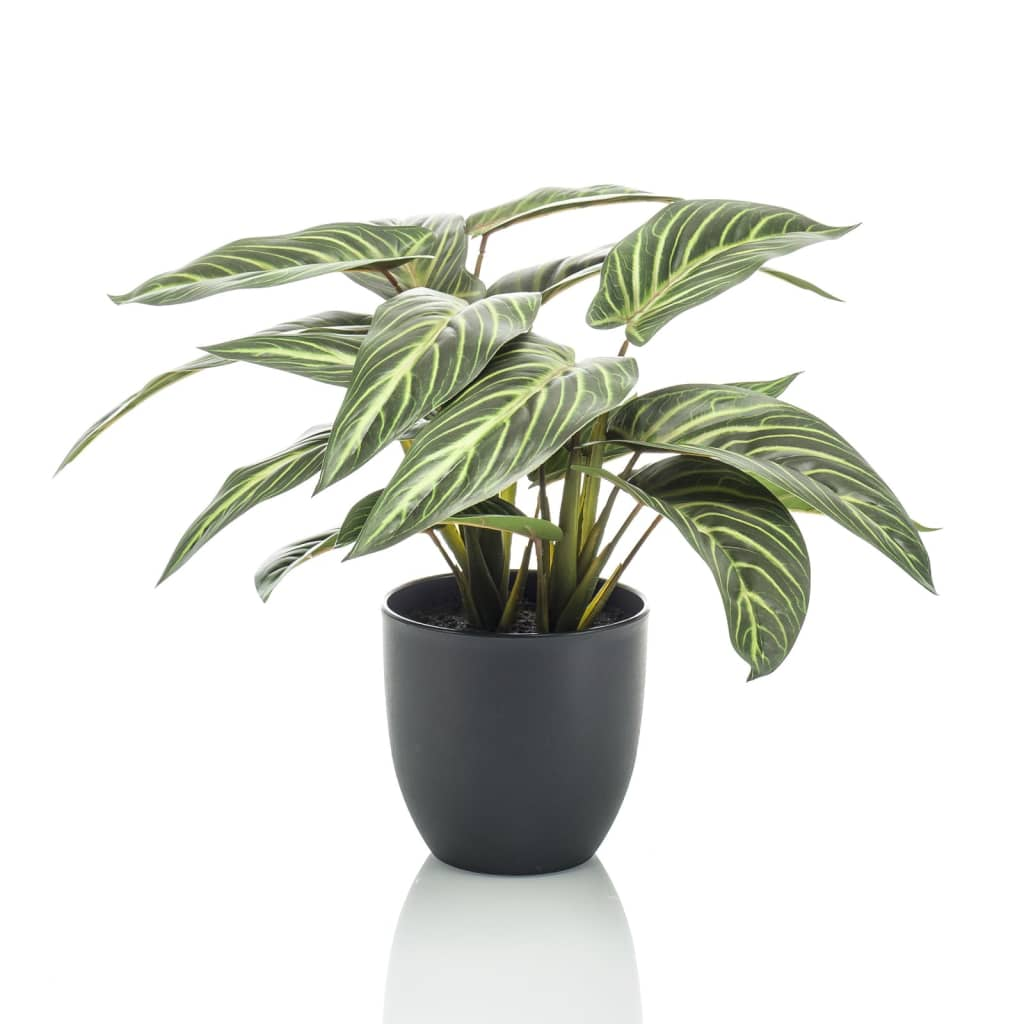 Emerald Artificial Calathea Zebrina 38 cm in Pot - Lifelike Green Plant for Any Interior