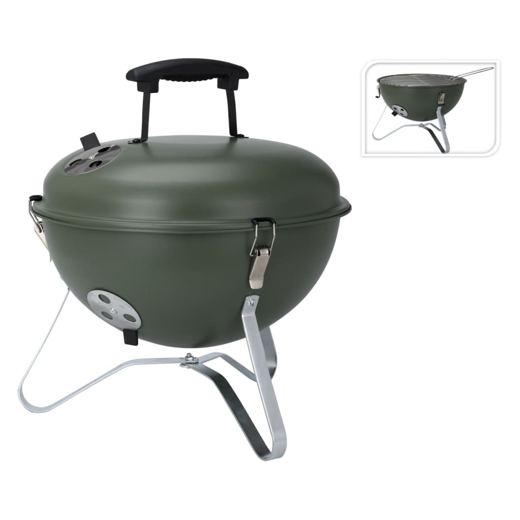 ProGarden BBQ Grill Ball Shape 37 cm Olive Green - Compact Outdoor Barbecue Grill