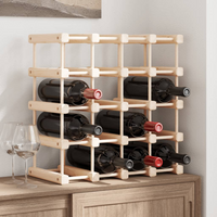 Wine Rack for 20 Bottles - Solid Wood Pine, Natural Finish