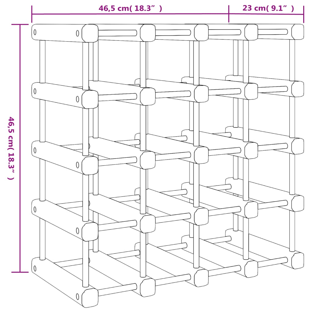 Wine Rack for 20 Bottles - Solid Wood Pine, Natural Finish