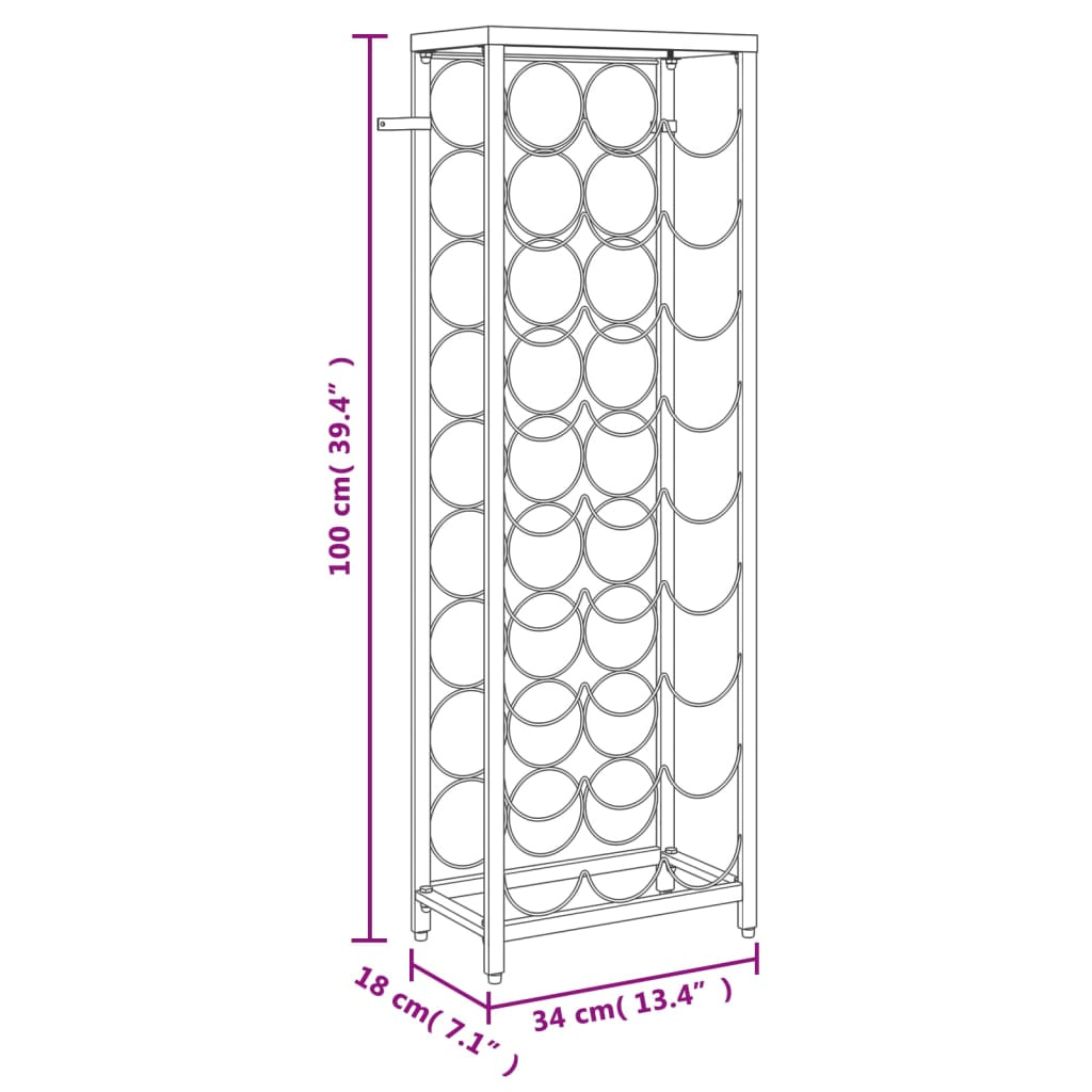 Wine Rack for 27 Bottles Black 34x18x100 cm Wrought Iron