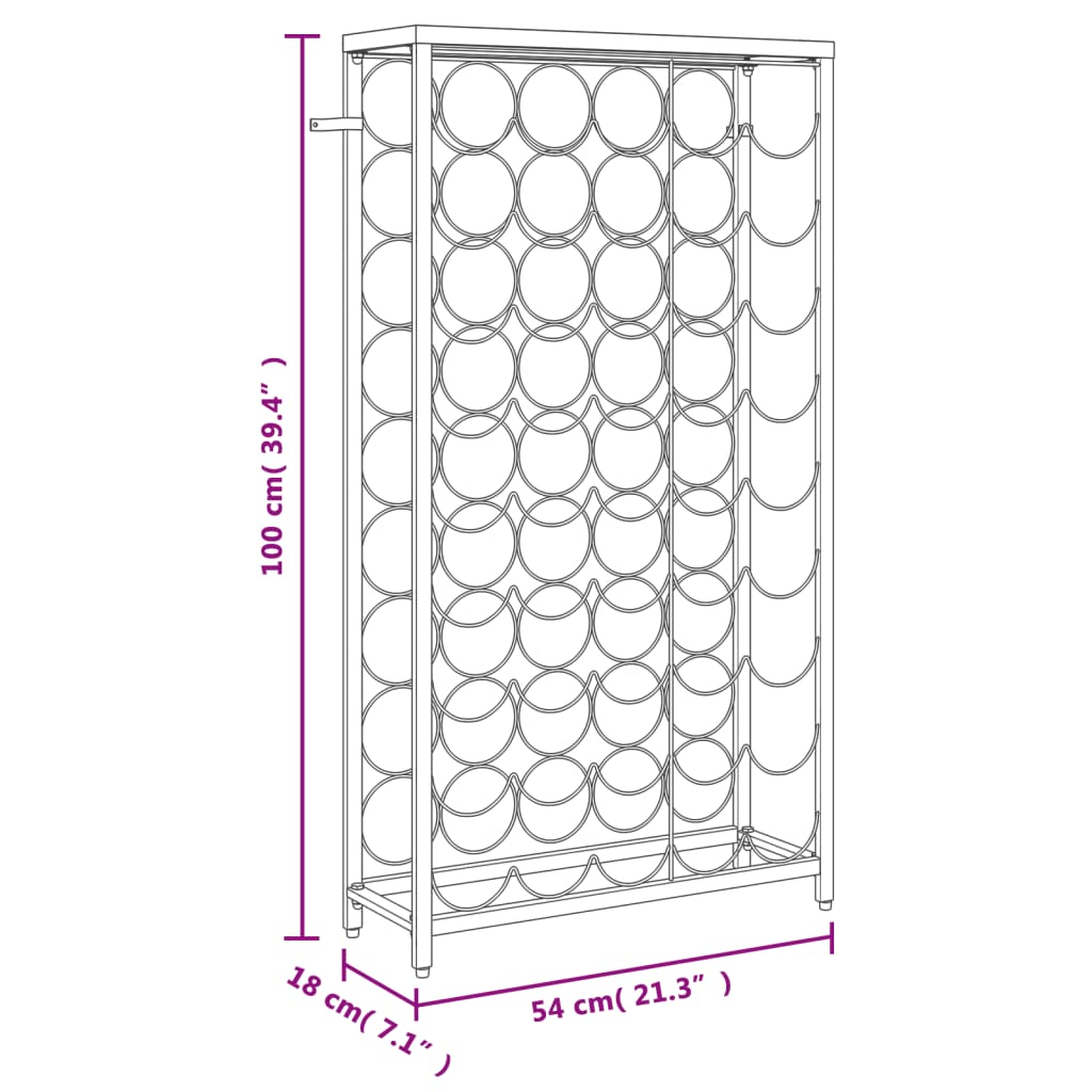 Wine Rack for 45 Bottles Black | 54x18x100 cm | Wrought Iron