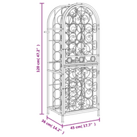 Wine Rack for 41 Bottles Black 45x36x120 cm Wrought Iron