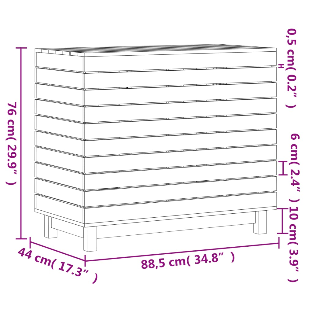 vidaXL Laundry Basket 88.5x44x76 cm Solid Wood Pine - Convenient and Stylish Storage Solution