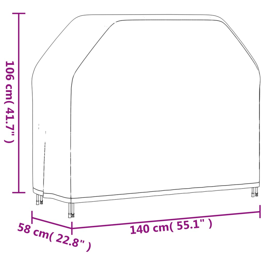 BBQ Cover 140x58x106 cm Black - Waterproof, UV Resistant, and Tear-Resistant