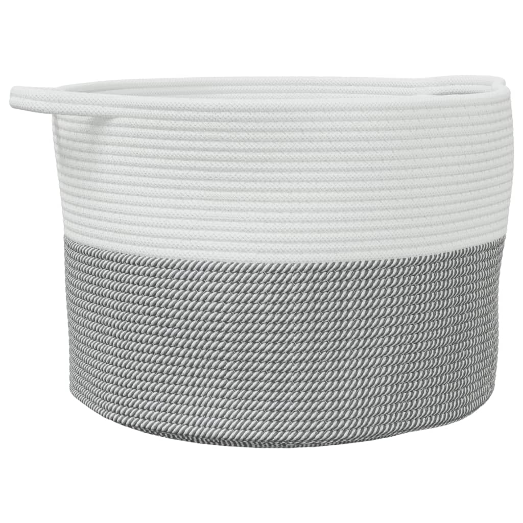 vidaXL Laundry Basket Grey and White Ø55x36 cm Cotton - Modern Design, Durable and Versatile