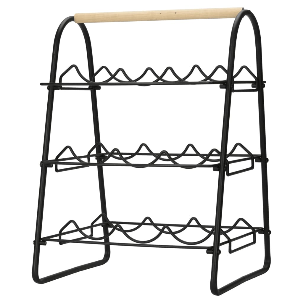 Home&Styling Wine Rack for 9 Bottles - Metal Black and Natural