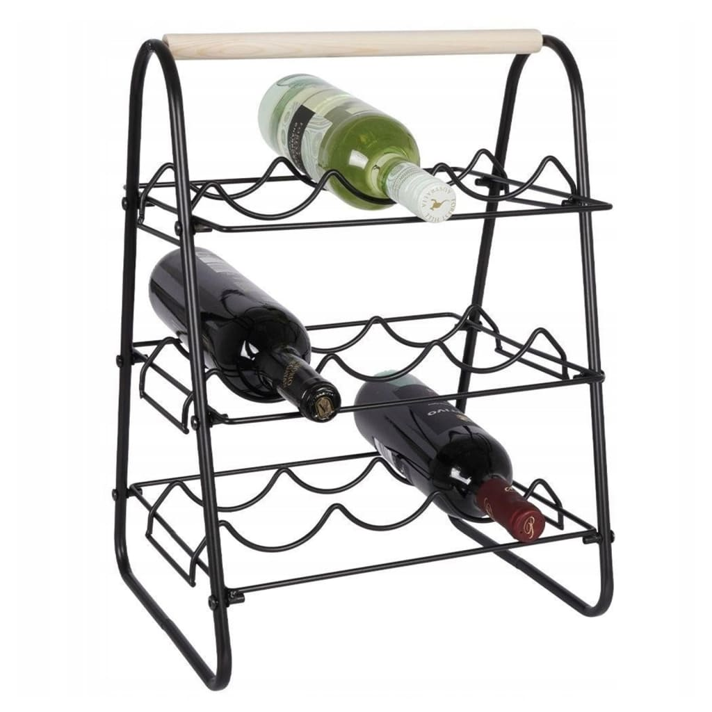 Home&Styling Wine Rack for 9 Bottles - Metal Black and Natural