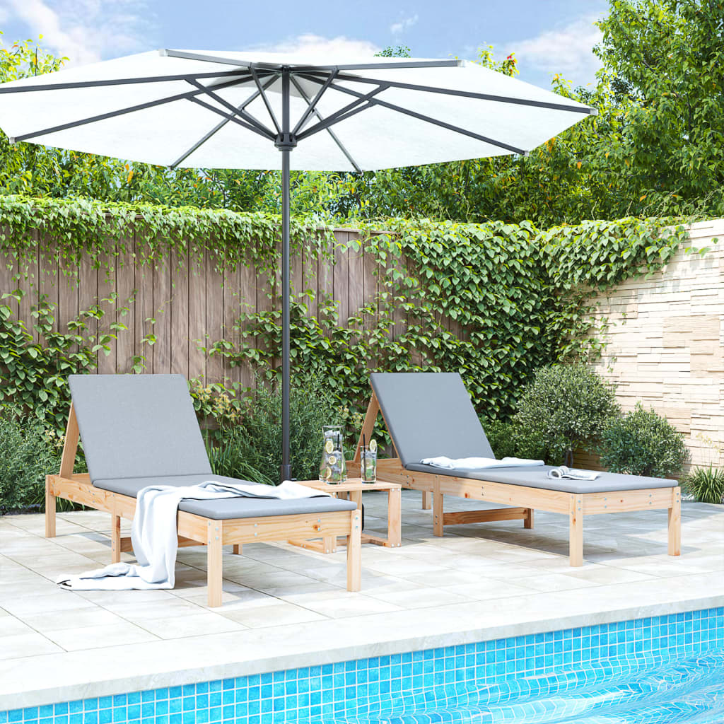 Sun Loungers 2 pcs 199.5x60x74 cm Solid Wood Pine - Relax in Style