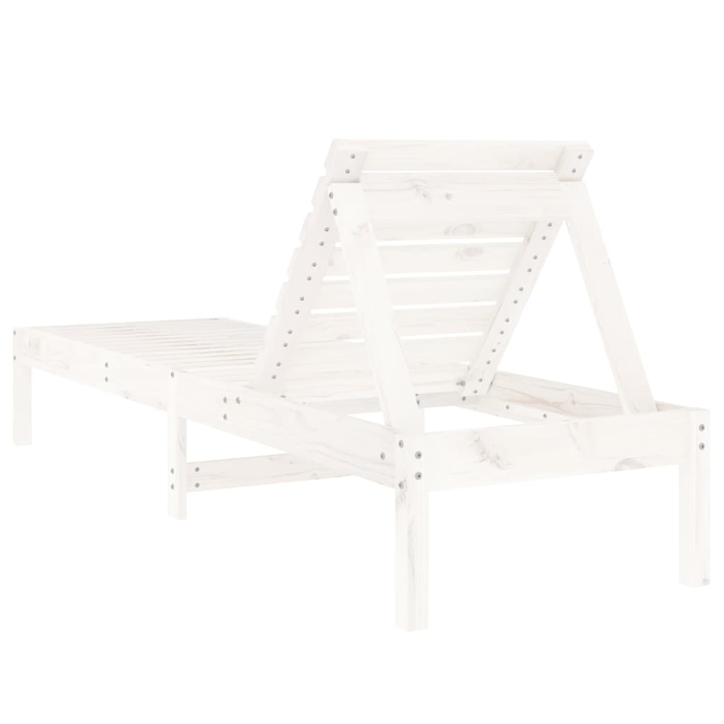 Sun Loungers 2 pcs White - Solid Wood Pine | Adjustable Backrest | Slatted Design | Outdoor Furniture