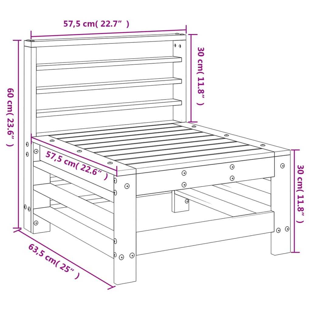 Garden Middle Sofa - Impregnated Wood Pine | Outdoor Furniture