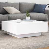 Coffee Table with LED Lights - Modern White Design - 80x80x31 cm